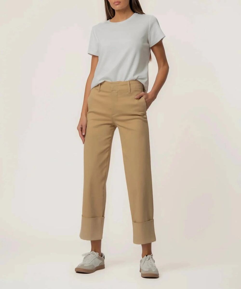 Kut From the Kloth Sienna High-Rise Rolled Hem Khaki Pants 12 Preppy Minimalist
